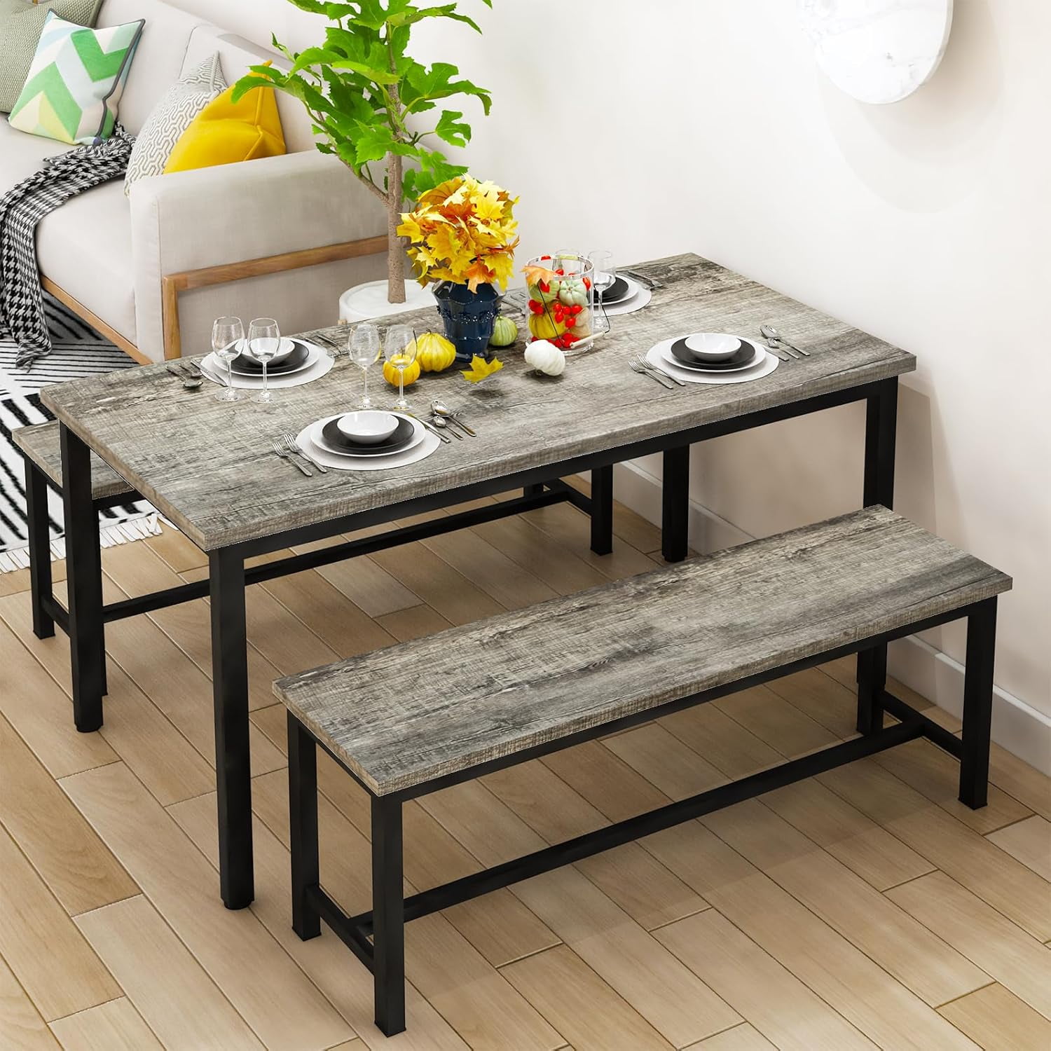 Hmlinktt 3 Pieces Dining Table Set for 4, 43.3'' Kitchen Table with ...
