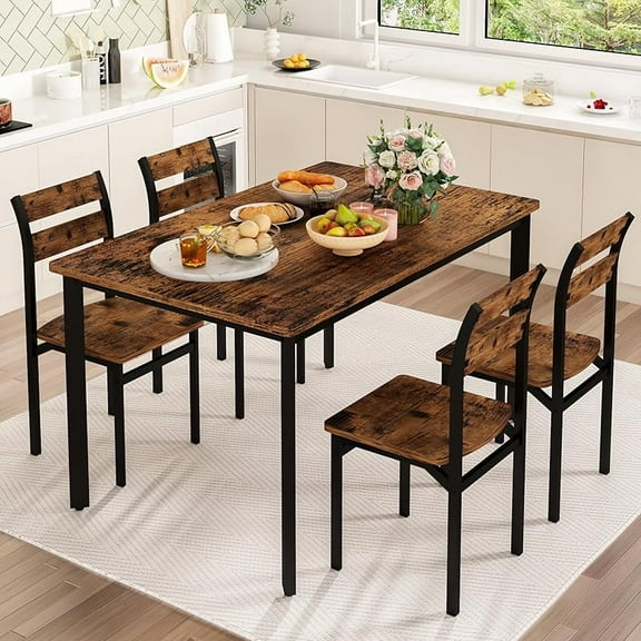 Cvortll 47" Dining Table Set for 4, Classic Kitchen & Dining Room Set for Small Spaces and Apartments, Compact Table with 4 Chairs