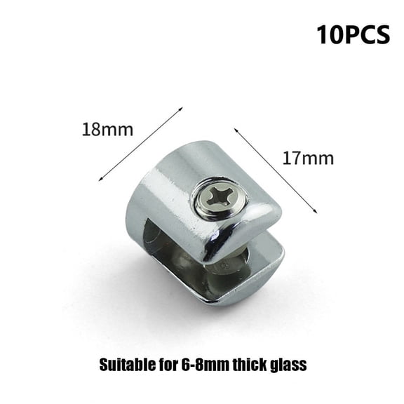 Hmoddpon-10pcs Glass Shelf Support Clamp Brackets Clip Chrome Shelves 6-8mm Clip Tool