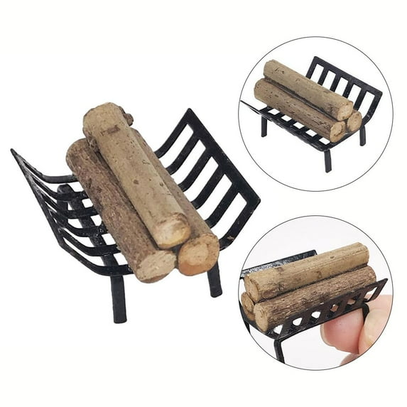 Hmoddpon Metal Firewood Rack Realistic Design for Dollhouse Builders & Collectors