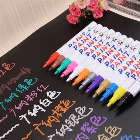 Hmount Deeroll 12PCS/Set Waterproof Permanent Tire Paint Marker Pen For Car Tyre Rubber Metal Oil Based