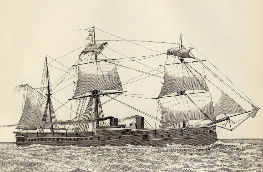 Hms Alexandra 9490 Tons Twin Screw British Battleship Launched 1875 From The National Encyclopaedia Published By William Mackenzie London Late 19Th Century Canvas Art - Ken Welsh Design Pics (36 x 22