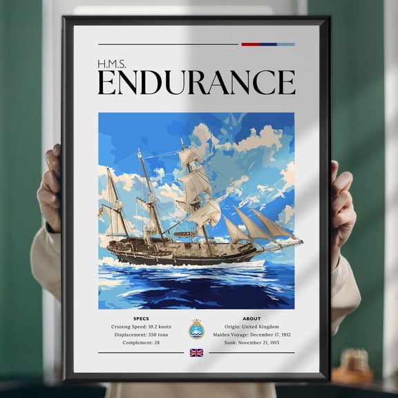 Hms Endurance Poster, Print, Wall Art, Maritime Art, Famous Ships UNFRAMED PAPER POSTER, Home Decor, Vintage Gift, Living Room Dercor