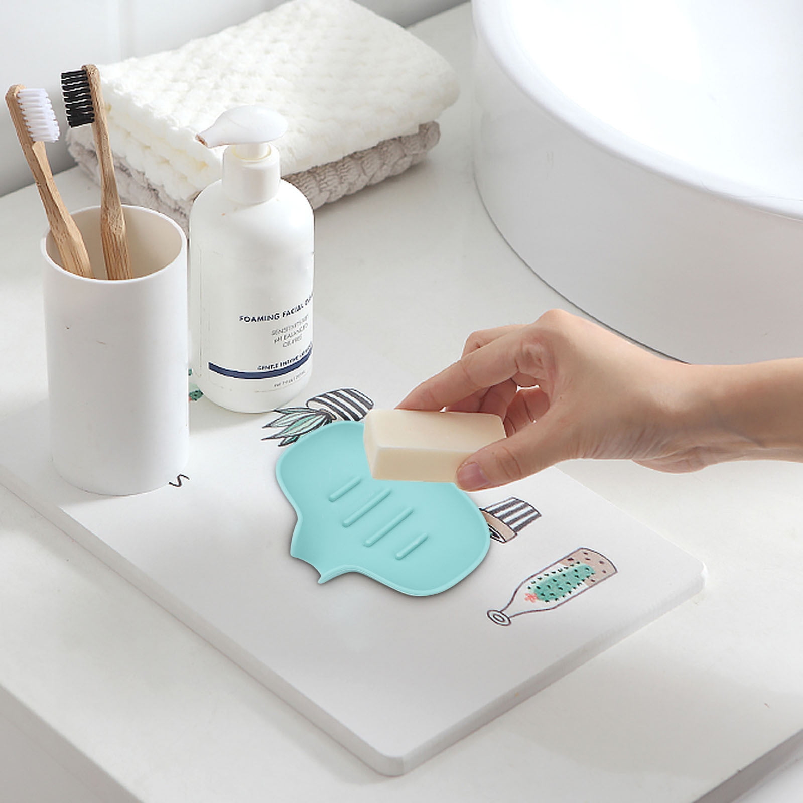 Hmsavn Elliptical Soap Box With Drainage And Guide No Punching No Water ...