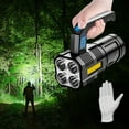 thumbnail image 1 of Hmsavn Flashlight High Brightness Flashlight 4LED Searchlight Outdoor USB Flashlight Portable Strong Lights Side Light Outdoor Camping Tent Light Wear Gloves, 1 of 10