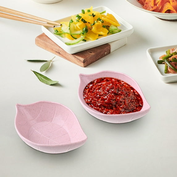 Hmsavn Kitchen Gadgets 2PC Wheats Stalks Leaves Plates Originality Snacks Plates Japanese Tableware Vinegar Plates Soy Plates Pickle Plates Gifts Kitchen Organizers and Storage