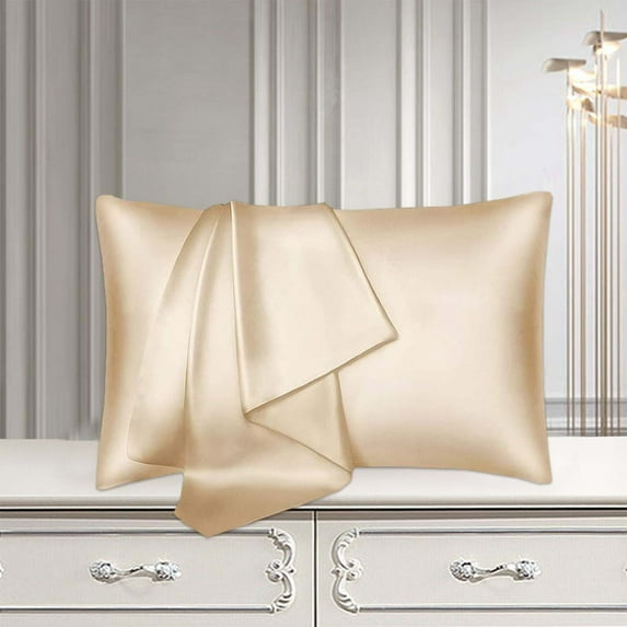 Hmsavn Satin Pillowcase for Hair and Skin Pillowcases Standard Size Luxury and Soft Satin Pillow Covers 1 Pack Khaki 20x30 Inches Pillow Covers