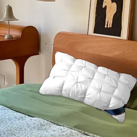 Hmsavn Twisted Down Pillow WashableBedding Size Bed Pillow White Cool Hotel Quality Corner Propped Pillow for Back Flat Or Side Sleeping White 29.13x18.89x2.75in