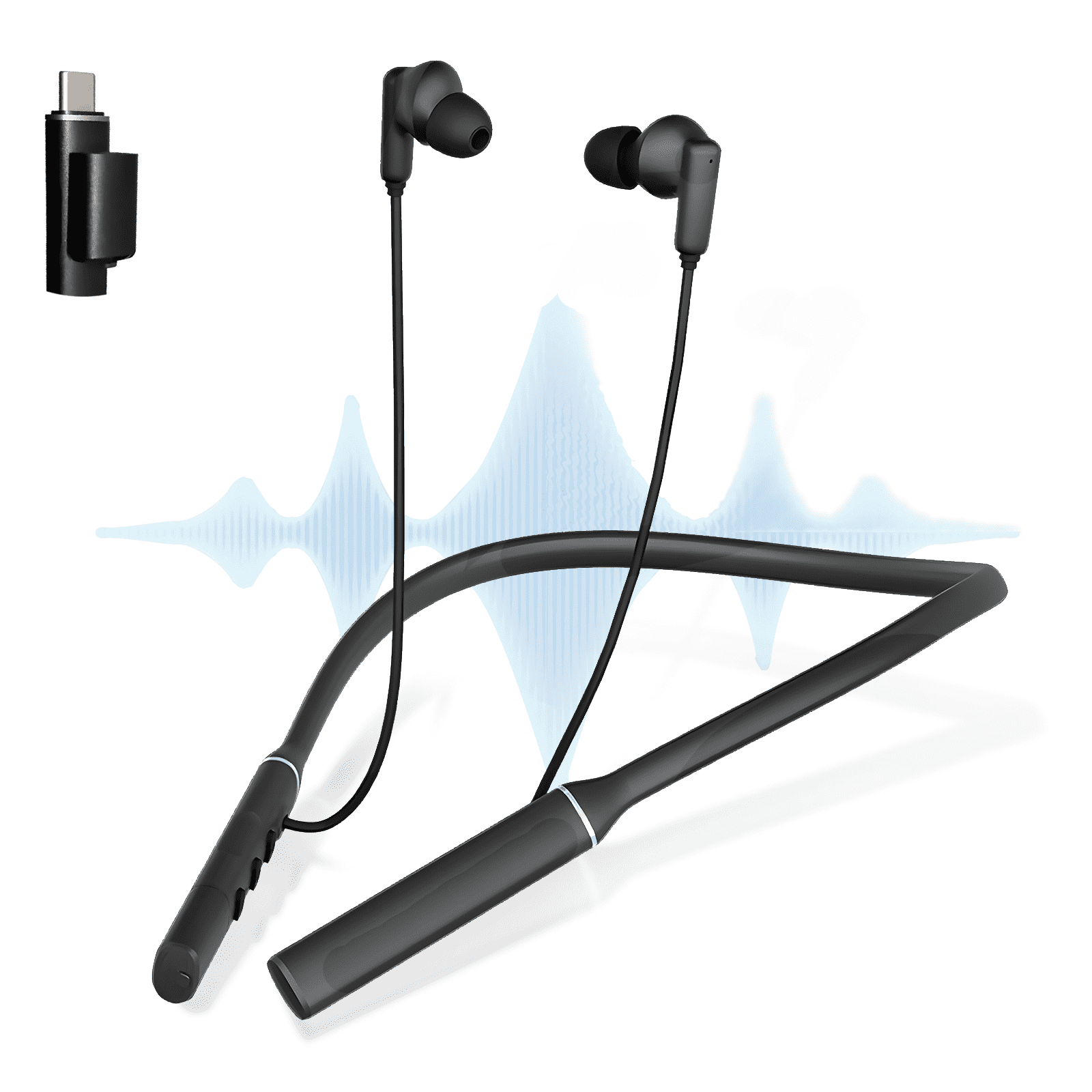 Hmusic Magnetic Neckband Earphones, 35H Type-C Plug & Charge, HD Stereo Sound w/ 3 EQ Modes, All-Day Comfort Wireless Sports Earbuds - Plating Grey