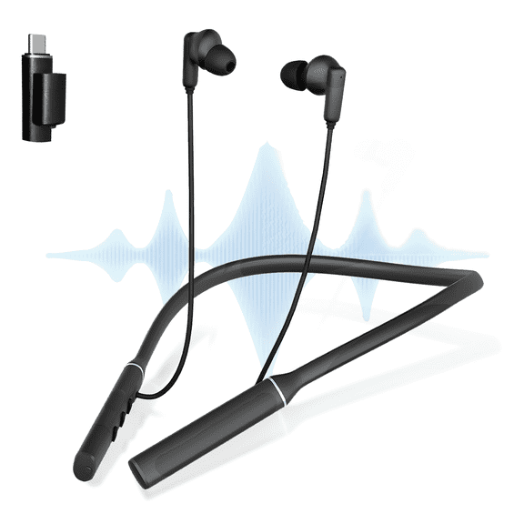 Hmusic Magnetic Neckband Earphones, 35H Type-C Plug & Charge, HD Stereo Sound w/ 3 EQ Modes, All-Day Comfort Wireless Sports Earbuds - Plating Grey