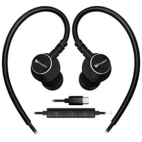 Hmusic Wired USB C Headphones, Metal Black Sports Earbuds, In Ear Hook Earphones with Microphone