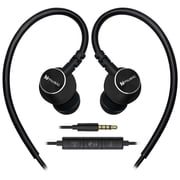 Hmusic Metal In Ear Earphones, 3.5mm Jack Wired Headphone with Mic, Ear Hook Wire Earbuds for Laptop, Smartphone Black