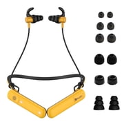 Hmusic 80H Playtime Neckband Headphones, Noise-Reducing Earbuds 25dB, Around Neck Headset Bluetooth 5.4, Waterproof for Yard Work & Outdoor Activities Yellow