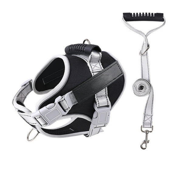 Hmyfdith Pet Chest Harness ， Reflective Oxford Vest Harness with Handle ， Leash for Dogs，Black,m