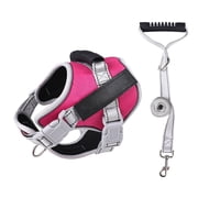 Hmyfdith Pet Chest Harness ， Reflective Oxford Vest Harness with Handle ， Leash for Dogs, XL, Rose Red