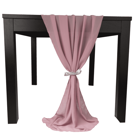 Hneeds Sheer Chiffon Table Runner, Polyester Overlay, Dusty Rose, 10 ft (120 Inches) Long