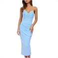 Hngshg 2024 Women's Elegant Dresses V Neck Strapless Bodycon Dresses