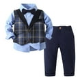 thumbnail image 1 of Plebaso Dress Clothes Suits for Toddler Boy 4-Piece Collared Shirts Bow Tie Vest and Long Pants Formal Outfits, 1 of 7