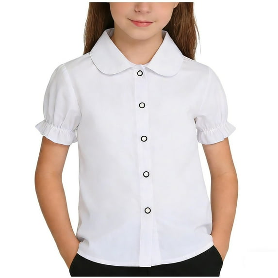 Hngshg Kids Boys Girls Short Sleeve Dress Shirts School Uniform Tops Button down Shirts Toddler Uniforms