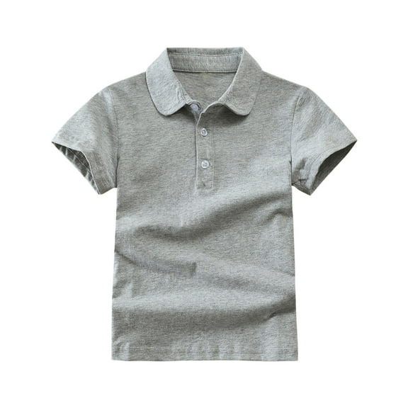Hngshg Kids Golf Shirts School Uniform Cotton Tops for Boys Girls Short Sleeve Collared T-Shirts Solid Color