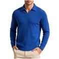 thumbnail image 1 of Hngshg Knitted Tops for Men Thermal Lapel V Neck Pullover Sweaters Breathable Long Sleeve Solid Color Clothes, 1 of 6