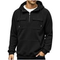 thumbnail image 1 of Hngshg Men's Hooded Sweatshirts Big and Tall Long Sleeve Quarter Zip Tops Textured Drawstring Pullover Hoodies, 1 of 7