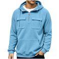 thumbnail image 1 of Hngshg Men's Hooded Sweatshirts Big and Tall Long Sleeve Quarter Zip Tops Textured Drawstring Pullover Hoodies, 1 of 7