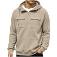 thumbnail image 1 of Hngshg Men's Hooded Sweatshirts Big and Tall Long Sleeve Quarter Zip Tops Textured Drawstring Pullover Hoodies, 1 of 7