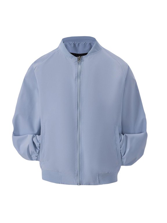 Men's Jackets Big and Tall Long Sleeve Pockets Solid Color Tops Casual Full Zip Stand Neck Outerwear