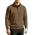 thumbnail image 1 of Hngshg Men's Sweatshirts Comfort Quarter Zip Stand Neck Solid Color Tops Casual Long Sleeve Pullover Sweatshirt, 1 of 7
