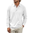 thumbnail image 1 of Hngshg Mens T-Shirts Big and Tall Comfy Button Up Collared Tops Long Sleeve Solid Color Pullover Tee Shirts, 1 of 7
