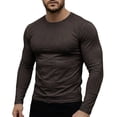 thumbnail image 1 of Hngshg Mens T-Shirts Slim Crew Neck Solid Color Tee Tops Comfort Long Sleeve Gym Workout Pullover Undershirts, 1 of 6