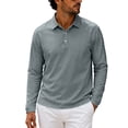 thumbnail image 1 of Hngshg Mens Tee Shirts Casual Button Up Collared Pullover Tops Dressy Long Sleeve Solid Color Golf T-Shirts, 1 of 7