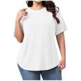 thumbnail image 1 of Hngshg Plus Size Tops for Women Ribbed Knit Short Sleeve Comfy Solid Color Casual Scoop Neck T Shirts Summer Vacation Workout Tops, 1 of 9