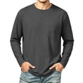 thumbnail image 1 of Hngshg T-Shirts for Men Comfort Long Sleeve Pocket Lounge Tops Casual Solid Color Crew Neck Pullover Tee Shirts, 1 of 7