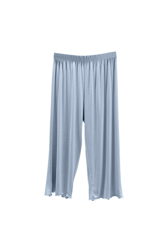 Women's Capri Pajama Pants High Waisted Elastic Lounge Pants Soft Pj Bottom Sleep Pants with Pockets