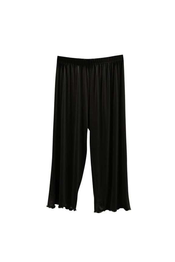 Women's Capri Pajama Pants High Waisted Elastic Lounge Pants Soft Pj Bottom Sleep Pants with Pockets