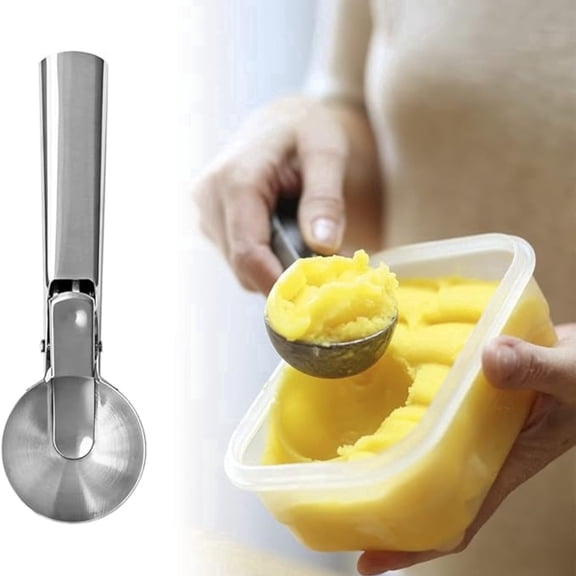 Hnjugfe Ice Cream Scoop Trigger Stainless Steel Ice Cream Scoop