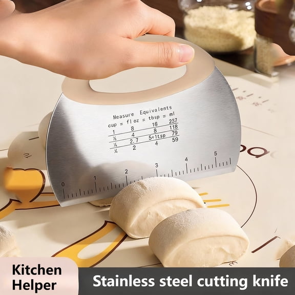 Hnjugfe Semicircular Cutting Board Scraper, Household Food-Grade Scraper, Stainless Steel Dough Cutter, Ideal for Baking and Cooking