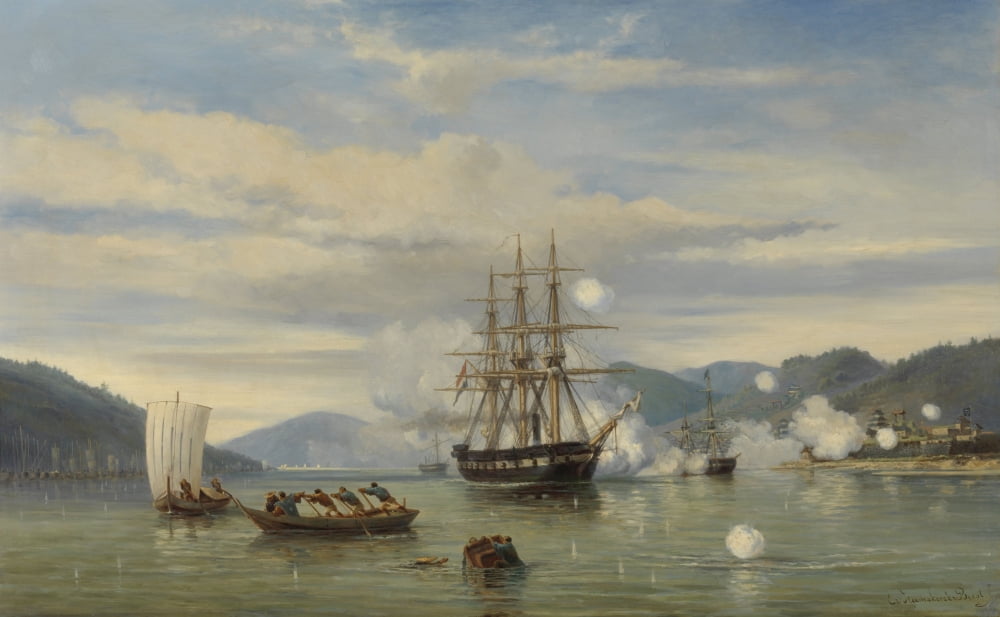 Hnlms Steam Warship Medusa Forcing Passage Through Shimonoseki Strait Canvas Art -  (36 x 24)