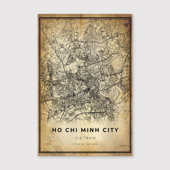 Ho Chi Minh City Map Print: Modern Vintage Vietnam Wall Artfor Living Room Bedroom Office Farmhouse Neutral Home Artwork Ready to Hang 8x12 inch