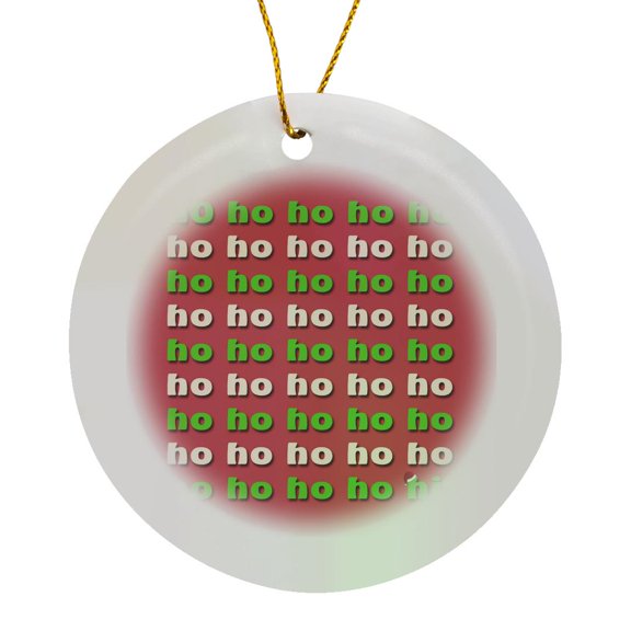 3drose, Ho Ho Hi in Santa Hat, Red and Green, Circle Porcelain Ornament