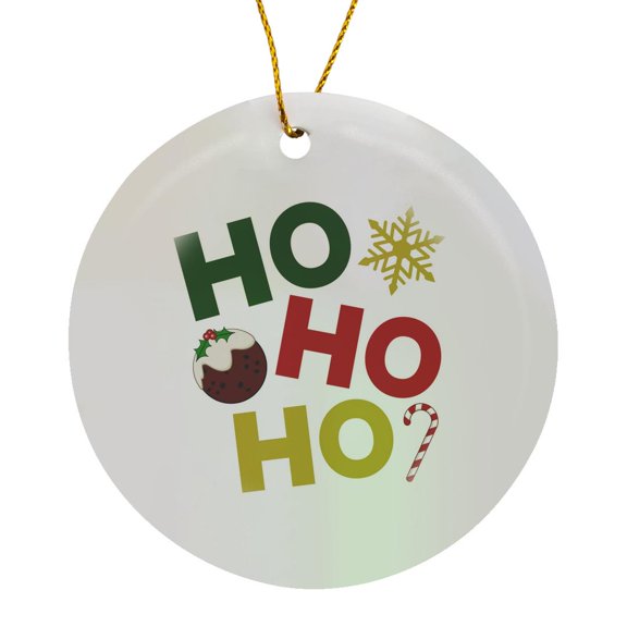 3drose, Ho Ho Ho Christmas Design, Circle Porcelain Ornament