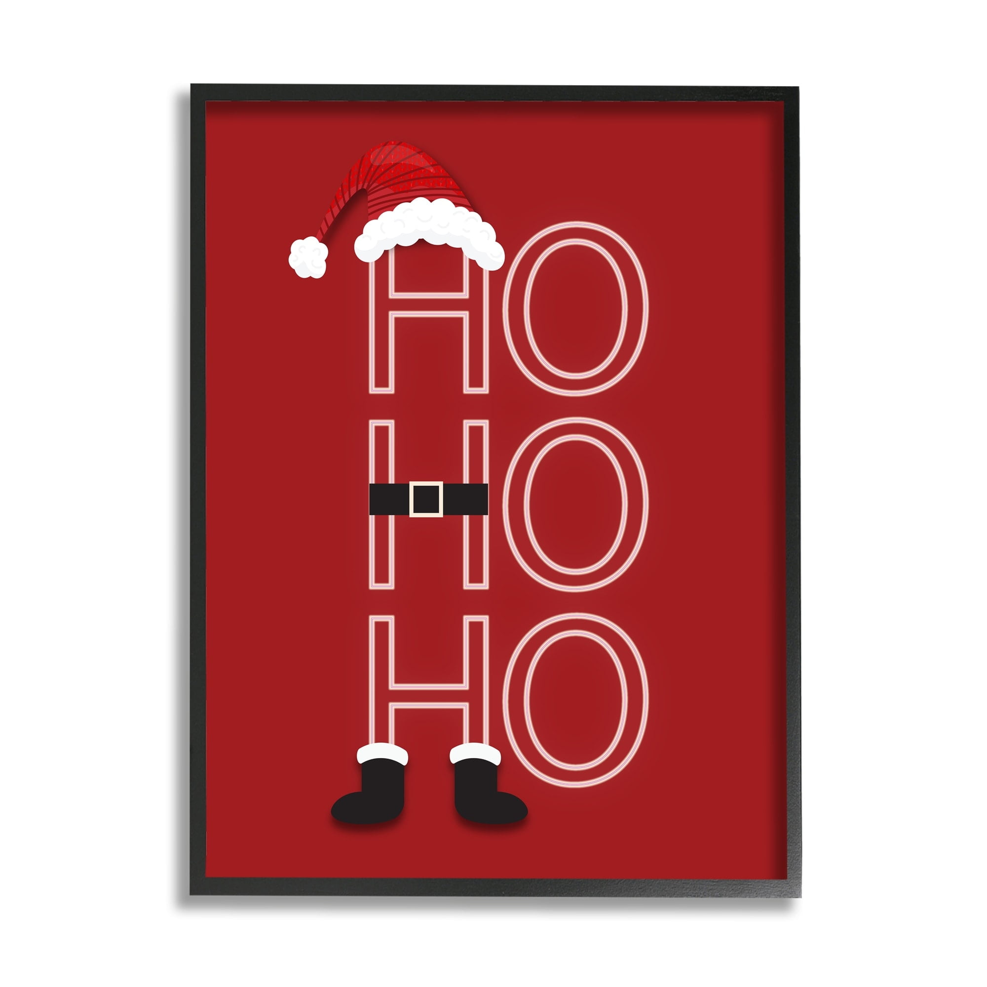 Ho-Ho-Ho Clever Red Santa Claus Outfit Typography Inspirational Graphic Art Framed Art Print Wall Art