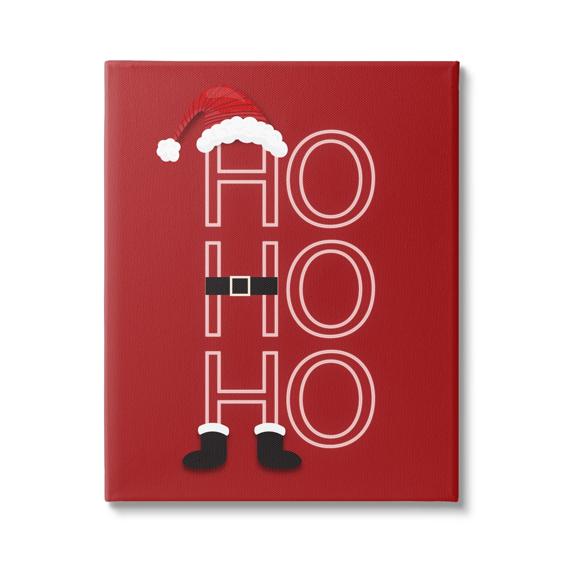 Ho-Ho-Ho Clever Red Santa Claus Outfit Typography Inspirational Graphic Art Gallery-Wrapped Canvas Print Wall Art
