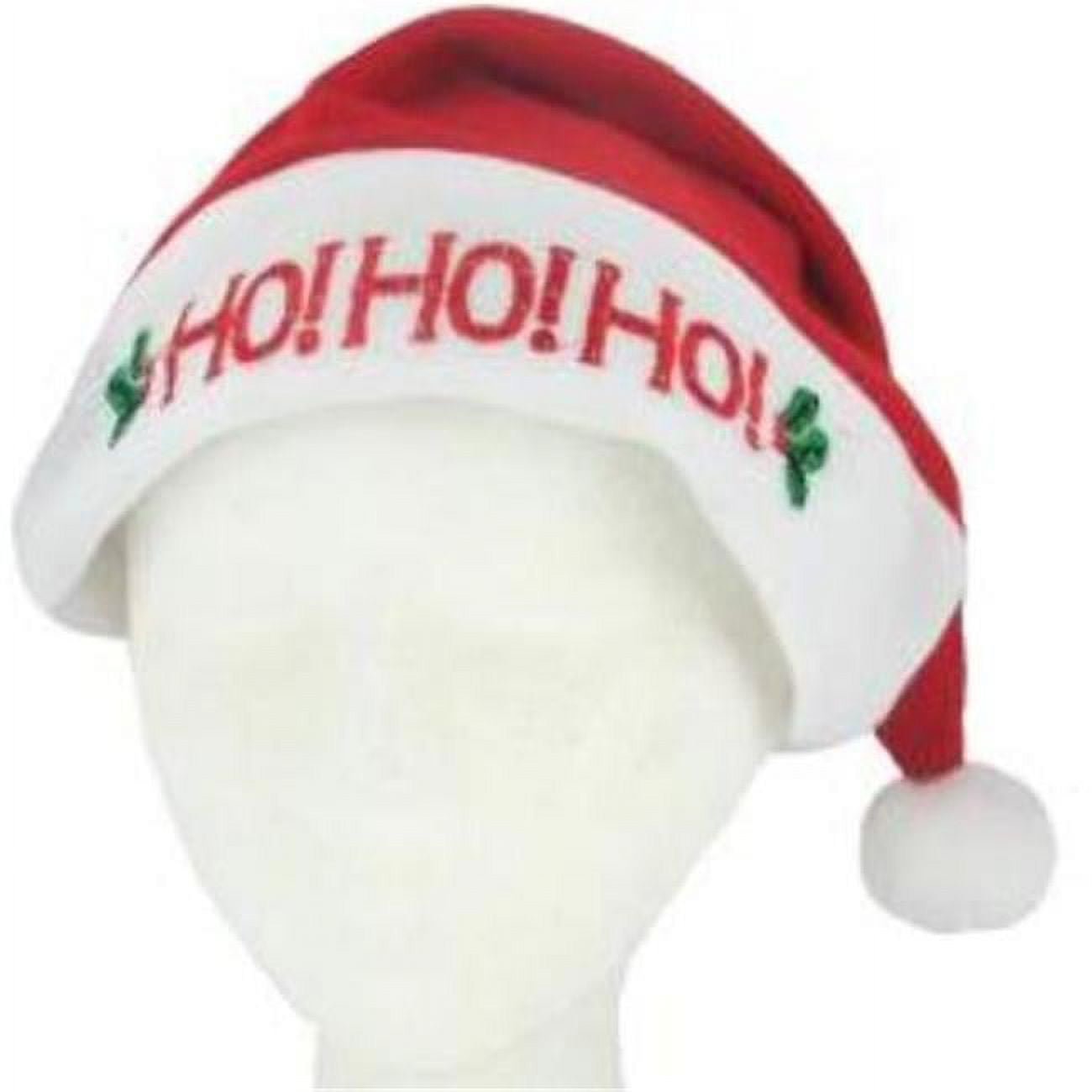 Ho Ho Ho Flashing Light-Up Christmas Santa Hat, Red White, One-Size 7.15 Dia