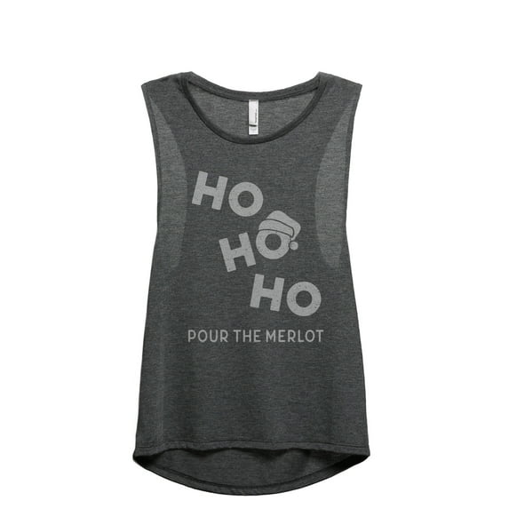 Ho Ho Ho Pour The Merlot Women's Fashion Sleeveless Muscle Workout Yoga Tank Top Charcoal Grey Medium