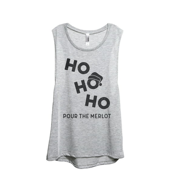 Ho Ho Ho Pour The Merlot Women's Fashion Sleeveless Muscle Workout Yoga Tank Top Sport Grey X-Large