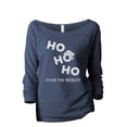 thumbnail image 1 of Ho Ho Ho Pour The Merlot Women's Fashion Slouchy 3/4 Sleeves Raglan Lightweight Sweatshirt Navy Large, 1 of 3