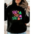 thumbnail image 1 of Ho Ho Ho Sweatshirt Tops Text Christmas Trees Design Casual Regular Fit Hooded long-sleeved Black S-2XL, 1 of 7